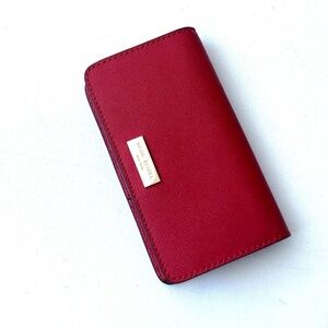 Henry Bendel  Red Glasses Card Leather Wallet